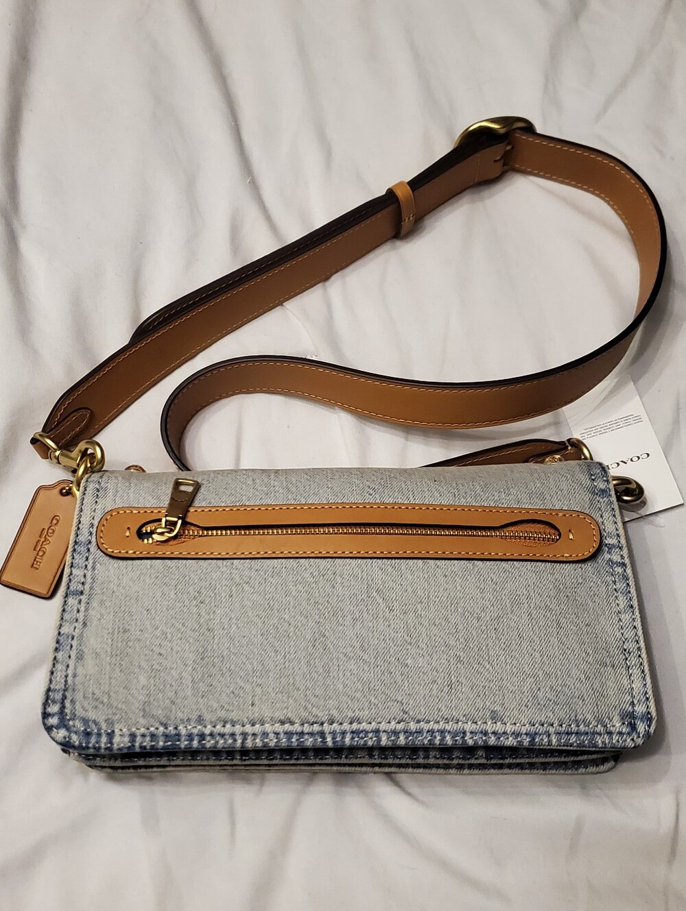 Coach RETAIL Bleach Washed Loved Denim Tabby 26 Distressed Crystals Style CCW92 - Picture 16 of 16